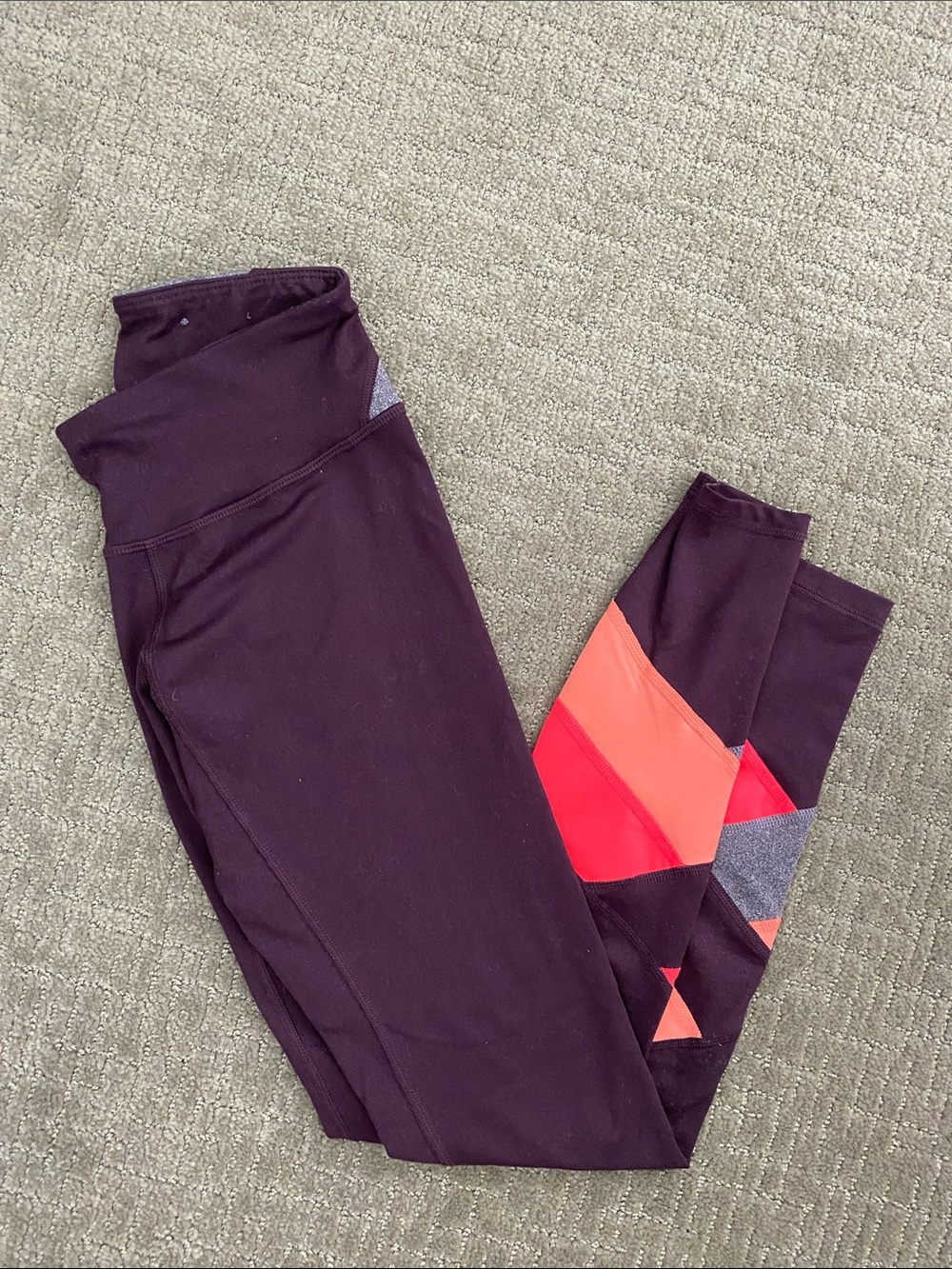 Champion c9 Women's Purple Leggings with Red and Coral Colorblock